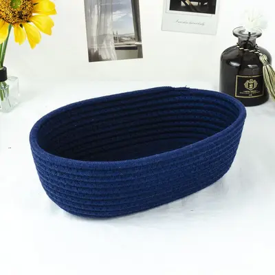 Oval Cotton Rope Storage Basket, Desktop Organizer Basket - 12