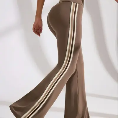 Yüksek bel elastik yoga pantolonu, mikro paça, hızlı kuruyan - 4