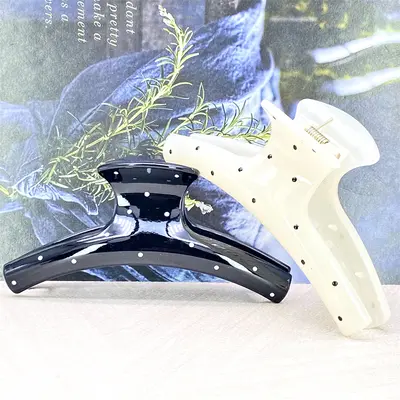 Japanese-style cute transparent polka dot claw clip fashion large hair clip versatile hair clip girls shark clip hair accessory - 12