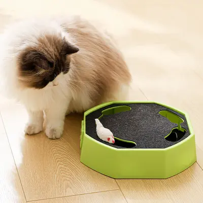 Electric Cat Toy Plush Mouse Turntable, Two-Speed Automatic Interactive