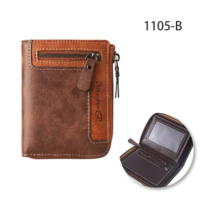 Erkek Cüzdanı Dikey Model Fermuarlı Bozuk Para Bölmeli Retro - 11