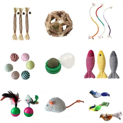 Sisal Ball Cat Teaser Wand for Small Kittens, Molar Cleaning Sound Toy Ball - 1