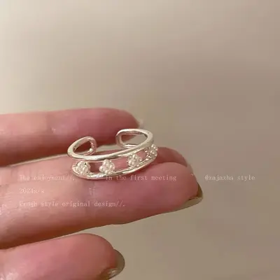 Openwork flower ring, vintage French style - 8