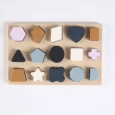 Children's Early Education Star Silicone Stacking Game with Wooden Base - 7