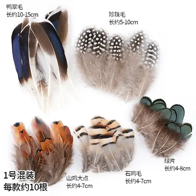 Natural Color Chicken Feather Cat Teaser Wand, 50 Pieces - 10