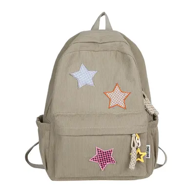 Corduroy Large Capacity Backpack School Bag - 11