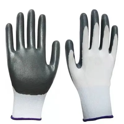 Non-Slip Nylon Nitrile Work Gloves, Wear-Resistant for Construction - 5
