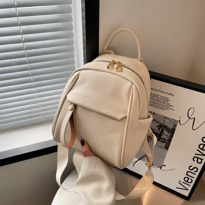 Korean-Style Women's Backpack with Soft Leather Texture - 2