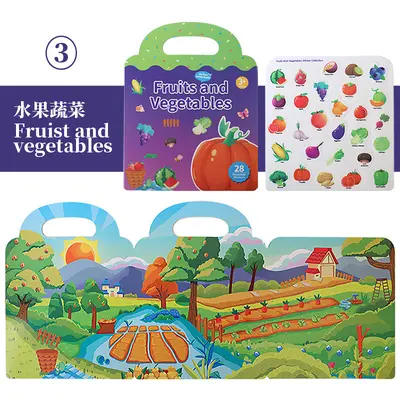 Jelly Sticker Quiet Book for Ages 2-6, Reusable Sticker Art Focus Training Toy - 9