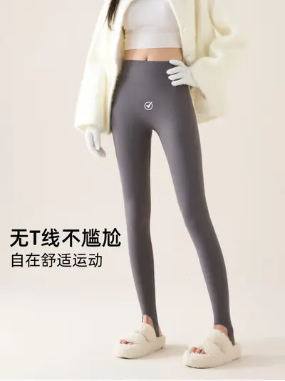 新踩脚鲨鱼裤女秋冬季外穿高腰提臀加绒加厚打底裤保暖瑜伽裤健美