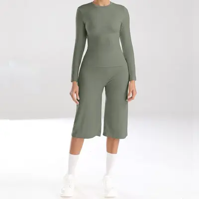 Long Sleeve Yoga Set Women Two-Piece Quick-Dry High Waist Fitness Wear - 10