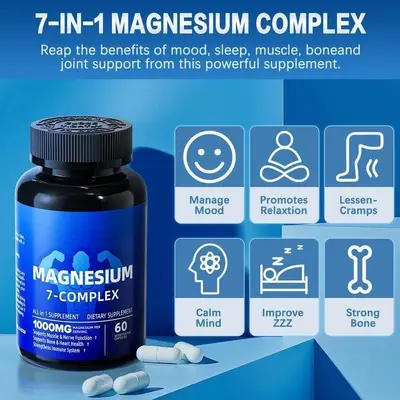 Magnesium Capsules, Nutritional Supplement for Energy and Reducing Body Fatigue - 4