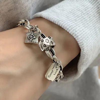 925 gümüş yıldız bilekliği, vintage stil