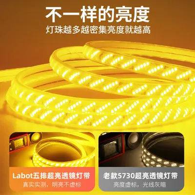 LED ışık şeridi 220V süper parlak eğik 5 satır 320 boncuk silikon su geçirmez açık tünel köprü mühendisliği aydınlatma şeridi
