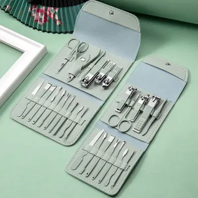 Nail scissor set 16-piece set nail cutting, manicure, beauty tweezers, pedicure knife, ear pick knife ready-made beauty tools - 9