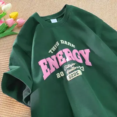 Bordo amerikan retro tişört erkek kısa kollu büyük boy yaz moda marka saf pamuk gevşek üç çeyrek kollu üst moda - 10