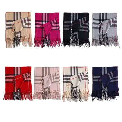 Шарф в клетку в стиле Burberry для женщин, теплый зимний шарф-шаль