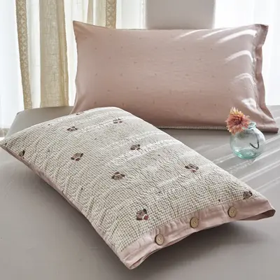 100% Cotton Button Pillow Cover, 48x74 cm, Single Size - 10