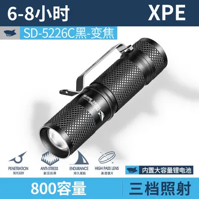 Smile Shark Aluminum Alloy Mini Flashlight, Telescopic Focus, Pen Clip - 9