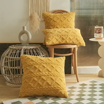 Sofa-Kissenbezug Plüsch geometrisch 3D-Kissen Sitzkissen Bezug Nackenkissen Kissenbezug Jacquard-Samt gestreifter Kissenbezug - 10