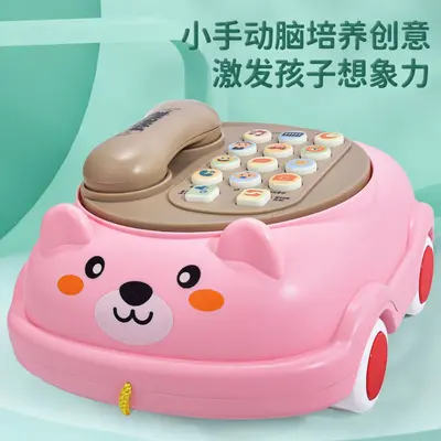 婴儿智能早教大号儿童玩具益智电话机仿真座机宝宝拉线电话批发