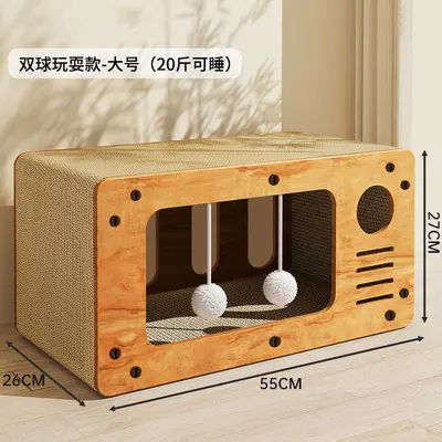Four-Season Cat Scratcher Board with Cat House, Non-Shedding - 8