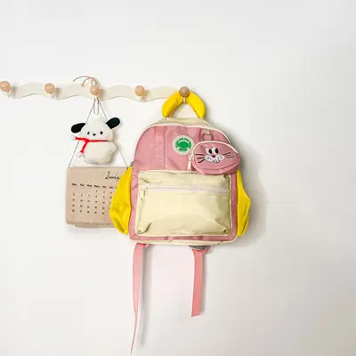Dual-strap cute children's backpack in small, medium and large sizes, lightweight kids daypack for summer outings, kindergarten school bag, toddler backpack with color blocking for boys and girls - 7