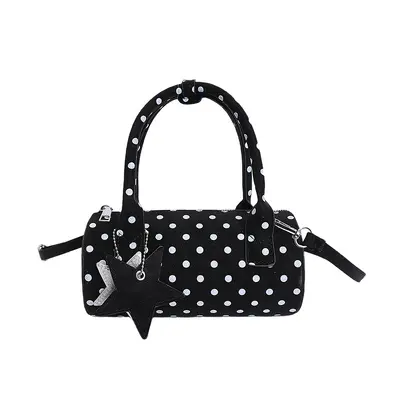 Damen Boston-Handtasche mit Punkten und Schulterriemen