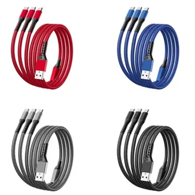 66W Süper Hızlı Şarj Ağ Tasarımlı Veri Kablosu Üç İn Bir - Android, Huawei, Apple Uyumlu Üç İn Bir Hızlı Şarj Kablosu