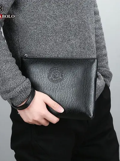 Men's PU Leather Clutch with Phone Compartment - 3