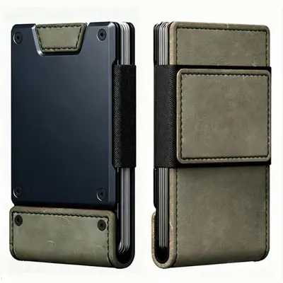 Herren-Metall-Kartenhülle, Crazy-Horse-Leder, RFID-Schutz - 9