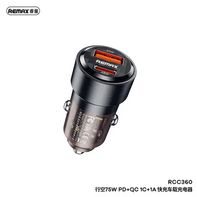 REMAX Xingkong 75W Car Charger, PD45W+QC30W Fast Charging, RCC360