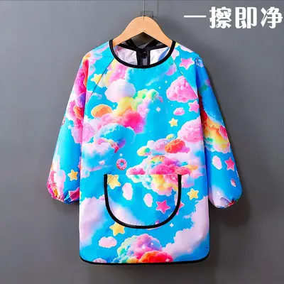 Waterproof Long-Sleeve Children's Painting Smock, Back-Opening
