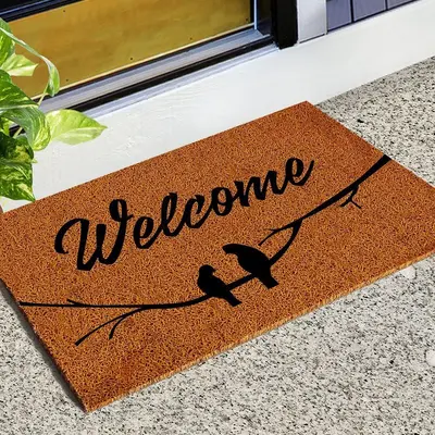 Minimalist Letter Coir Wire-Loop Floor Mat, Trimmable, Easy to Clean - 9