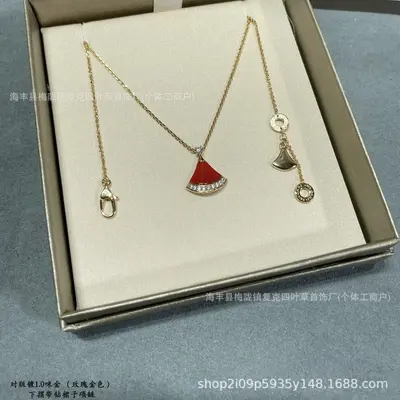 V-gold horseshoe buckle necklace, 925 silver, 18K plated - 10