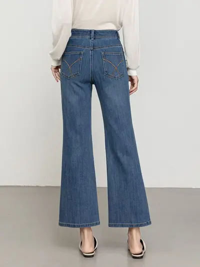 Damenjeans mit hoher Taille, Vierwege-Stretch, Schlagbein, Modell 8269