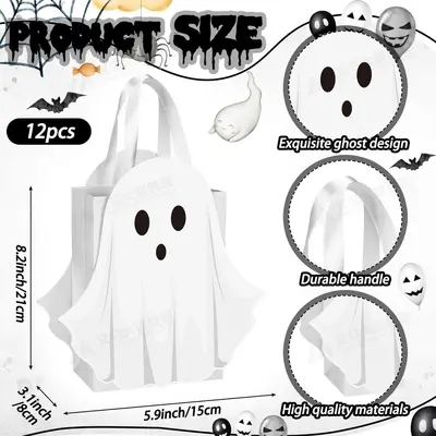 Halloween candy bag, small white ghost design, gift box