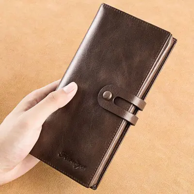 Men's Long Business Wallet, Large Capacity, Multi-Function Card Holder Leather Clutch - 5