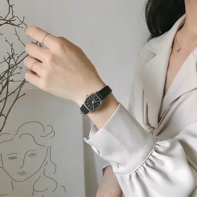 Korean-style quartz watch, leather strap, couple model - 7