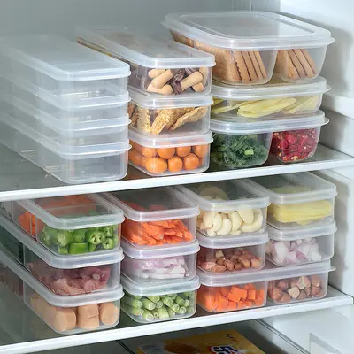 Schmal geschlitzte Kühlfach-Knusperbox für Obst und Gemüse, Verpackungsbox für gefrorenes Fleisch, mikrowellengeeignete Lebensmittelaufbewahrungsbox mit Luftlöchern