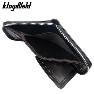 Men's Short Chain Wallet with Lychee Pattern Patchwork, Tri-fold Flap Coin Purse - 4