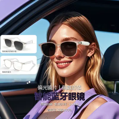 Cross-border smart glasses Bluetooth glasses sunglasses polarized anti-UV anti-blue light music listening and calling with transparent replacement lenses - 5