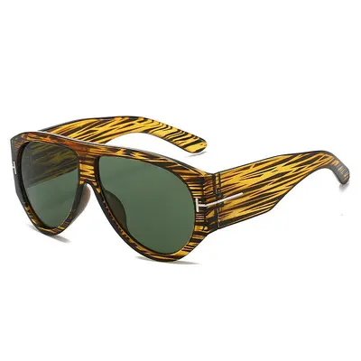 Oversized Pilot Sunglasses for Women, Black Frame, Brown Lens, UV Protection - 9