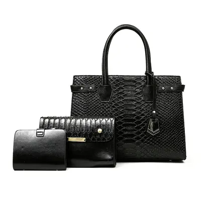 Snake Print Women's Bag Set, 3-Piece - 6