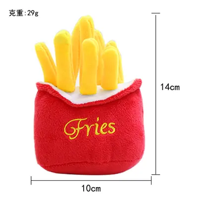 Peluş köpek oyuncağı, sesli, hamburger ve patates - 7