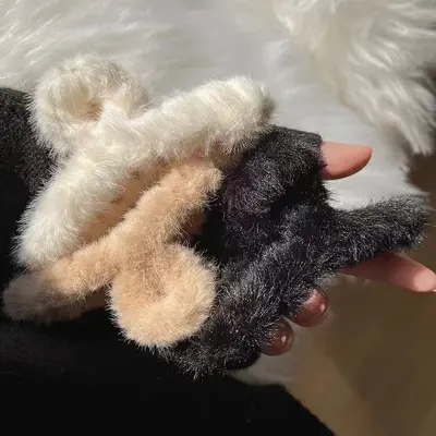 Plüsch-Haarspange hochwertiger koreanischer Stil große 12 cm Haarspange für die Rückseite des Kopfes Haiclip faule Haarspange - 5