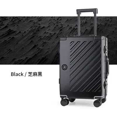 High-quality business trolley case, aluminum frame, sturdy and durable, stylish wheeled luggage for men and women, travel suitcase, combination lock - 8