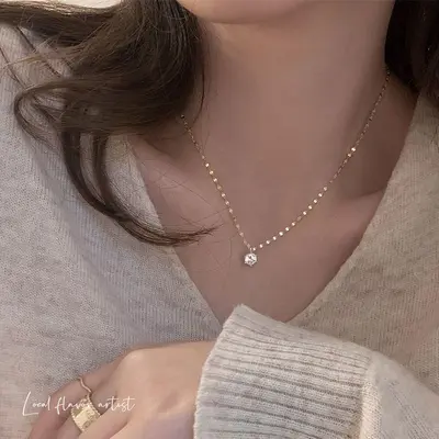 Tek taş kolye kadın zincir minimal tasarım - 4
