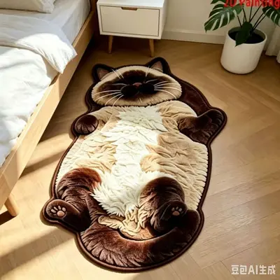 Realistic Cat Imitation Cashmere Bath Mat, Thick Absorbent Bedroom Rug - 10