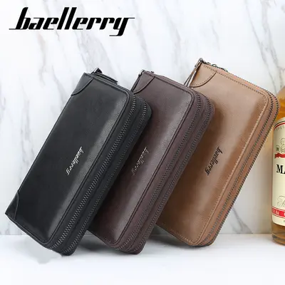 Herren-Handtasche mit doppeltem Reißverschluss und Handyfach - 3
